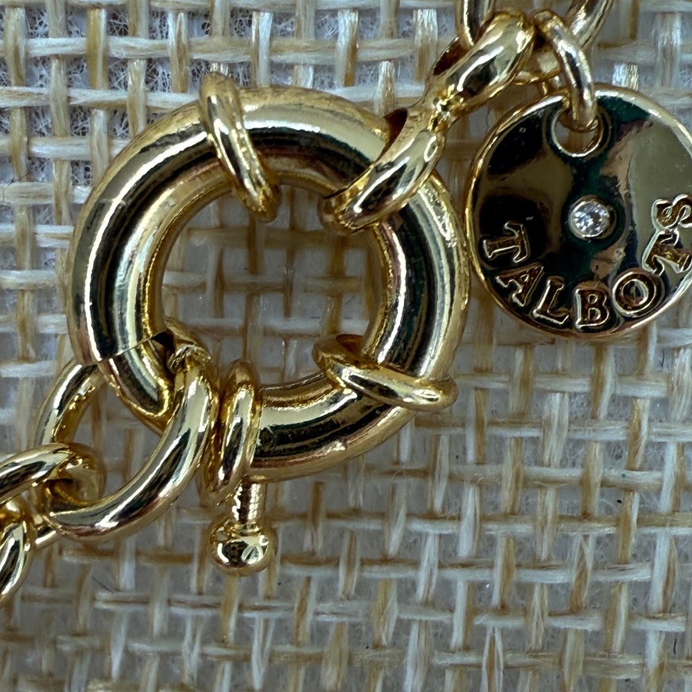 Talbots Gold and Pink Double Crystal Row Statement Necklace - Picture 6 of 10
